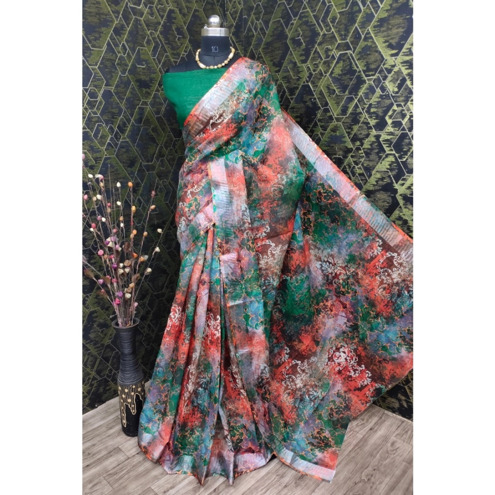 54423355131_4ee310d1ba_o_d-1000x1000-1.webp Generic Women's Cotton Linen Woven Design Saree With Unstitched Blouse 5.5Mtr (Green) - Image 1