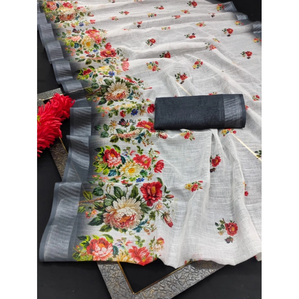 54423555269_1a40e002f4_o_d-1000x1000-1.webp Generic Women's Cotton Linen Woven Design Saree With Unstitched Blouse 5.5Mtr (Black) - Image 1