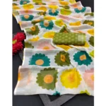 Generic Women's Cotton Linen Woven Design Saree With Unstitched Blouse 5.5Mtr (Green) - Image 2