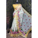 Generic Women's Cotton Linen Woven Design Saree With Unstitched Blouse 5.5Mtr (Yellow)
