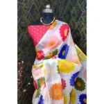 Generic Women's Cotton Linen Woven Design Saree With Unstitched Blouse 5.5Mtr (Red) - Image 3