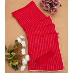 Generic Women's Vichitra Silk Striped Saree With Unstitched Blouse 5.5Mtr (Red) - Image 2