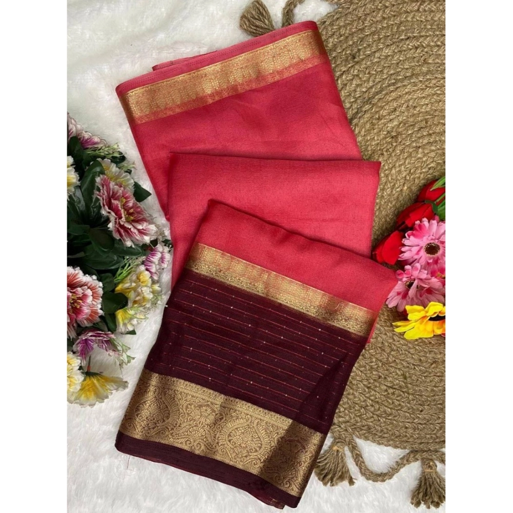 54435473206_4bf5f1037a_o_d-1000x1000-1.webp Generic Women's Khadi Cotton Solid Saree With Unstitched Blouse 5.5Mtr (Pink) - Image 1