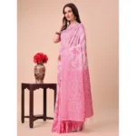 Generic Women's Cotton Printed Saree With Unstitched Blouse 5.5Mtr (Pink)