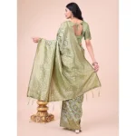 Generic Women's Cotton Printed Saree With Unstitched Blouse 5.5Mtr (Mhendi Green) - Image 3