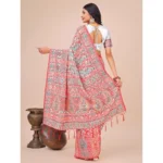 Generic Women's Cotton Printed Saree With Unstitched Blouse 5.5Mtr (White) - Image 3
