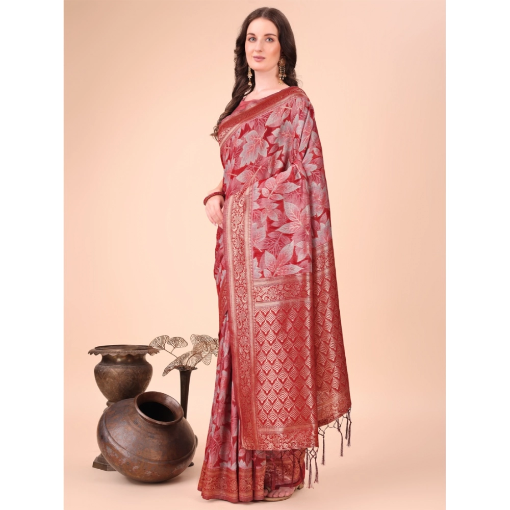 54442602284_bfc69541a0_o_d-1000x1000-1.webp Generic Women's Cotton Printed Saree With Unstitched Blouse 5.5Mtr (Red) - Image 1