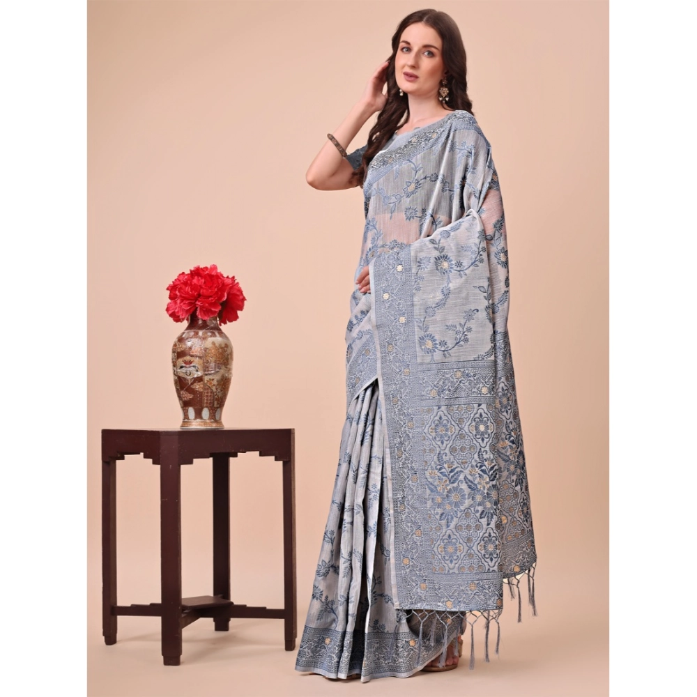 54442660333_6b4a2854b0_o_d-1000x1000-1.webp Generic Women's Cotton Printed Saree With Unstitched Blouse 5.5Mtr (Grey) - Image 1