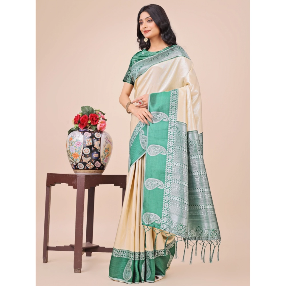 54442660423_3a1b32bafa_o_d-1000x1000-1.webp Generic Women's Lichi Silk Printed Saree With Unstitched Blouse 5.5Mtr (Cream) - Image 1
