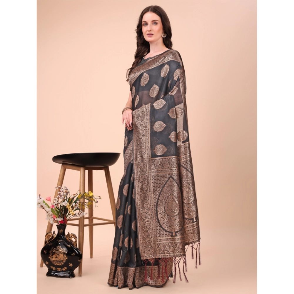 54442782640_030f8632fd_o_d-1000x1000-1.webp Generic Women's Cotton Printed Saree With Unstitched Blouse 5.5Mtr (Black) - Image 1