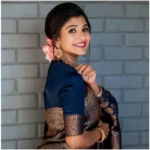 Generic Women's Silk Printed Saree With Unstitched Blouse 5.5Mtr (Blue) - Image 2