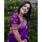 Generic Women's Silk Printed Saree With Unstitched Blouse 5.5Mtr (Purple) - Image 2