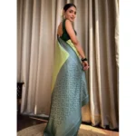 Generic Women's Silk Printed Saree With Unstitched Blouse 5.5Mtr (Sea Green) - Image 2