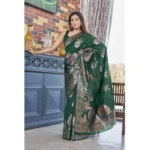 Generic Women's Silk Printed Saree With Unstitched Blouse 5.5Mtr (Green) - Image 3