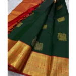 Generic Women's Silk Printed Saree With Unstitched Blouse 5.5Mtr (Green) - Image 3