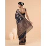 Generic Women's Silk Printed Saree With Unstitched Blouse 5.5Mtr (Black) - Image 2
