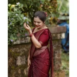 Generic Women's Silk Printed Saree With Unstitched Blouse 5.5Mtr (Maroon) - Image 3