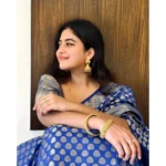 Generic Women's Silk Printed Saree With Unstitched Blouse 5.5Mtr (Royal Blue) - Image 2