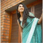 Generic Women's Cotton  Printed Saree With Unstitched Blouse 5.5Mtr (Sky Blue) - Image 2