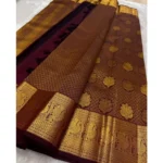 Generic Women's Silk Printed Saree With Unstitched Blouse 5.5Mtr (Maroon) - Image 2