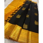 Generic Women's Silk Printed Saree With Unstitched Blouse 5.5Mtr (Black) - Image 3