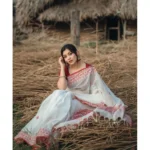 Generic Women's Cotton  Printed Saree With Unstitched Blouse 5.5Mtr (White-Red) - Image 3