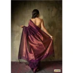 Generic Women's Silk Printed Saree With Unstitched Blouse 5.5Mtr (Wine) - Image 3