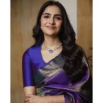 Generic Women's Silk Printed Saree With Unstitched Blouse 5.5Mtr (Purple) - Image 2