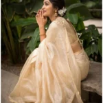 Generic Women's Silk Printed Saree With Unstitched Blouse 5.5Mtr (Off White) - Image 2