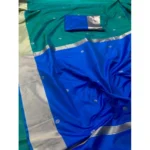 Generic Women's Silk Printed Saree With Unstitched Blouse 5.5Mtr (Blue) - Image 2