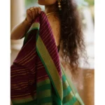 Generic Women's Silk Printed Saree With Unstitched Blouse 5.5Mtr (Wine) - Image 2