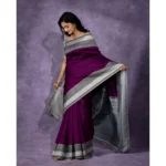Generic Women's Silk Printed Saree With Unstitched Blouse 5.5Mtr (Purple) - Image 3