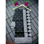 Generic Women's Silk Printed Saree With Unstitched Blouse 5.5Mtr (Black) - Image 2