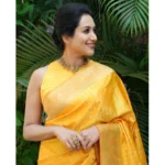 Generic Women's Silk Printed Saree With Unstitched Blouse 5.5Mtr (Yellow) - Image 2
