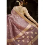 Generic Women's Cotton  Printed Saree With Unstitched Blouse 5.5Mtr (Rose Gold) - Image 3