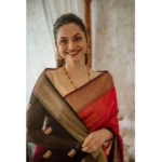 Generic Women's Cotton  Printed Saree With Unstitched Blouse 5.5Mtr (Red) - Image 2