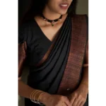 Generic Women's Silk Printed Saree With Unstitched Blouse 5.5Mtr (Black) - Image 2