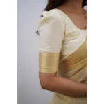 Generic Women's Silk Printed Saree With Unstitched Blouse 5.5Mtr (Cream) - Image 3