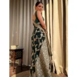 Generic Women's Silk Printed Saree With Unstitched Blouse 5.5Mtr (Dark Green) - Image 2