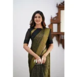 Generic Women's Silk Printed Saree With Unstitched Blouse 5.5Mtr (Black) - Image 3