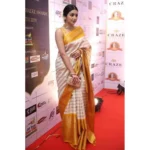 Generic Women's Silk Printed Saree With Unstitched Blouse 5.5Mtr (Off White-Yellow) - Image 2