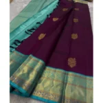 Generic Women's Silk Printed Saree With Unstitched Blouse 5.5Mtr (Wine) - Image 3