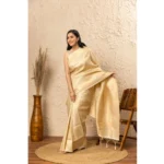 Generic Women's Silk Printed Saree With Unstitched Blouse 5.5Mtr (Gold) - Image 2