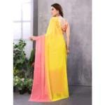 Generic Women's Small Lace Georgette Solid Ready-to-Wear Saree With Unstitched Blouse 5.5 Mtr (Pink-Yellow) - Image 3
