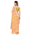 Generic Women's Small Lace Georgette Printed Ready-to-Wear Saree With Unstitched Blouse 5.5 Mtr (Yellow) - Image 3
