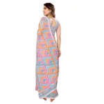 Generic Women's Small Lace Georgette Printed Ready-to-Wear Saree With Unstitched Blouse 5.5 Mtr (Grey) - Image 3