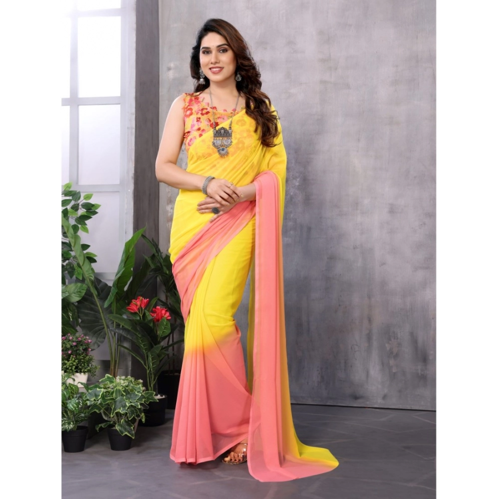 54459510209_4dc94db41b_o_d-1000x1000-1.webp Generic Women's Small Lace Georgette Solid Ready-to-Wear Saree With Unstitched Blouse 5.5 Mtr (Pink-Yellow) - Image 1