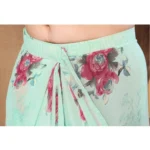 Generic Women's Small Lace Georgette Printed Ready-to-Wear Saree With Unstitched Blouse 5.5 Mtr (Turquoise) - Image 2