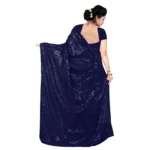 Generic Women's Georgette Embellished Sequnece Bollywood Saree With Unstitched Blouse 5.5Mtr (Blue) - Image 2