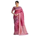 Generic Women's Silk Printed Saree With Unstitched Blouse 5.5Mtr (Pink)